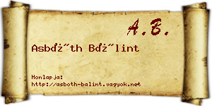 Asbóth Bálint névjegykártya