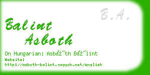 balint asboth business card