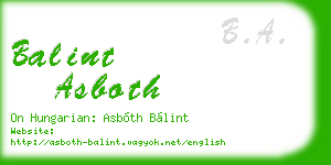 balint asboth business card